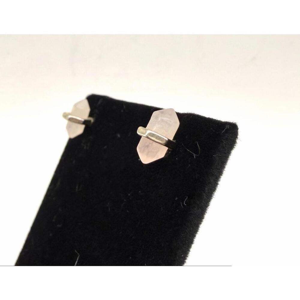 Rose Quartz And Gold Stud Earrings Delicate